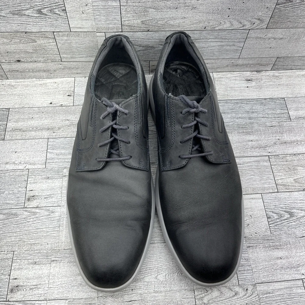 Rockport Total‎ Motion Gray Leather Plain Toe Sneaker Shoes Men Size 11